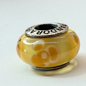 Pandora Yellow Honey Murano Glass Floral Charm S925 ALE Retired